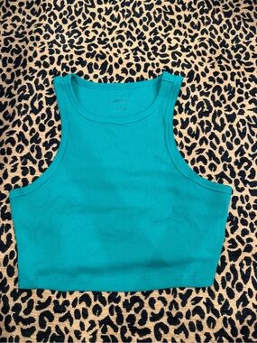 Target Teal Ribbed Cropped Tank Top